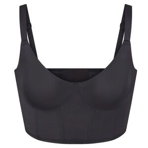 NWT Skims Logo Shine Demi Corset Bra, Black, 36DDD